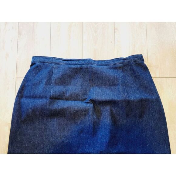 Chico’s Design 3 Denim Skirt Maxi XL Blue Jean Zip Cotton Long Slit Vintage - Picture 6 of 6